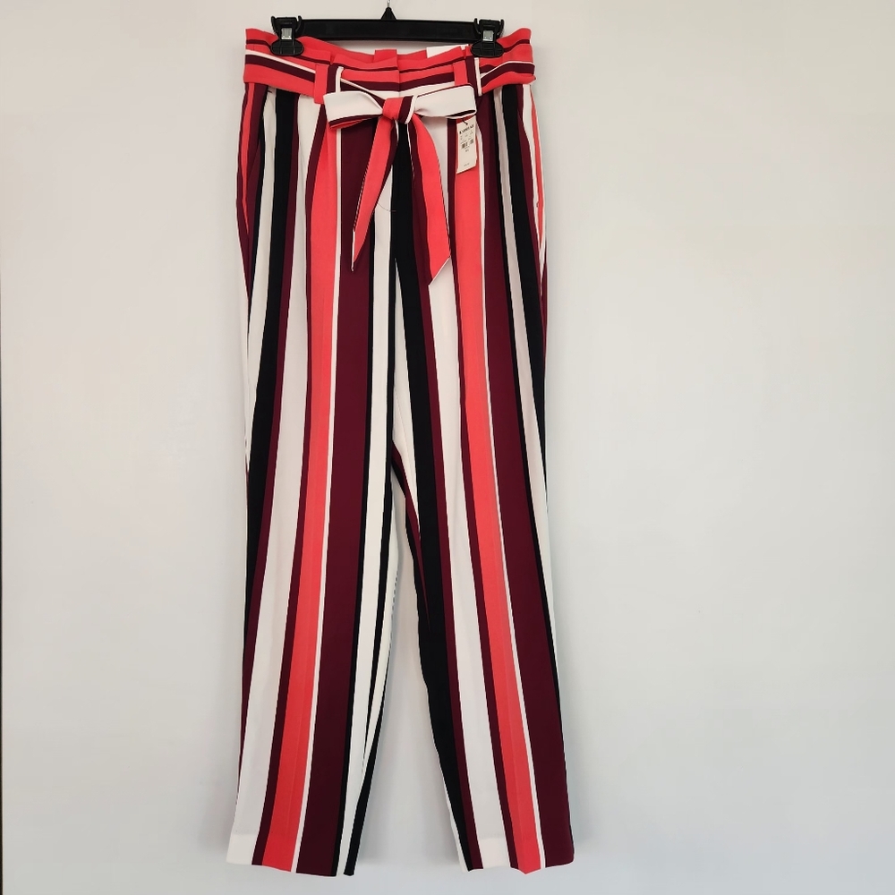 Express Red and White Striped Wide Leg Pants